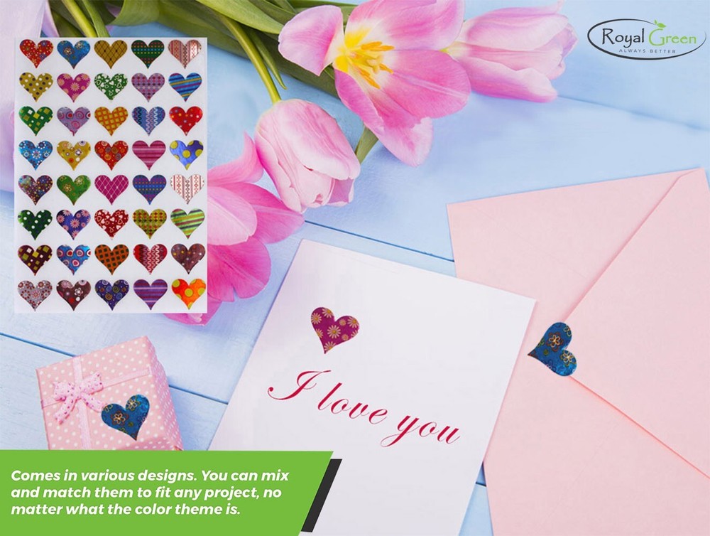 Scrapbooking Stickers Hearts with Assorted Patterns Permanent Adhesive 400 Pack