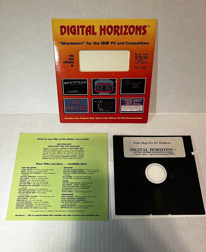 2 Digital Horizons Shareware Floppy Disk IBM Compatibles Fun With Designs Paint