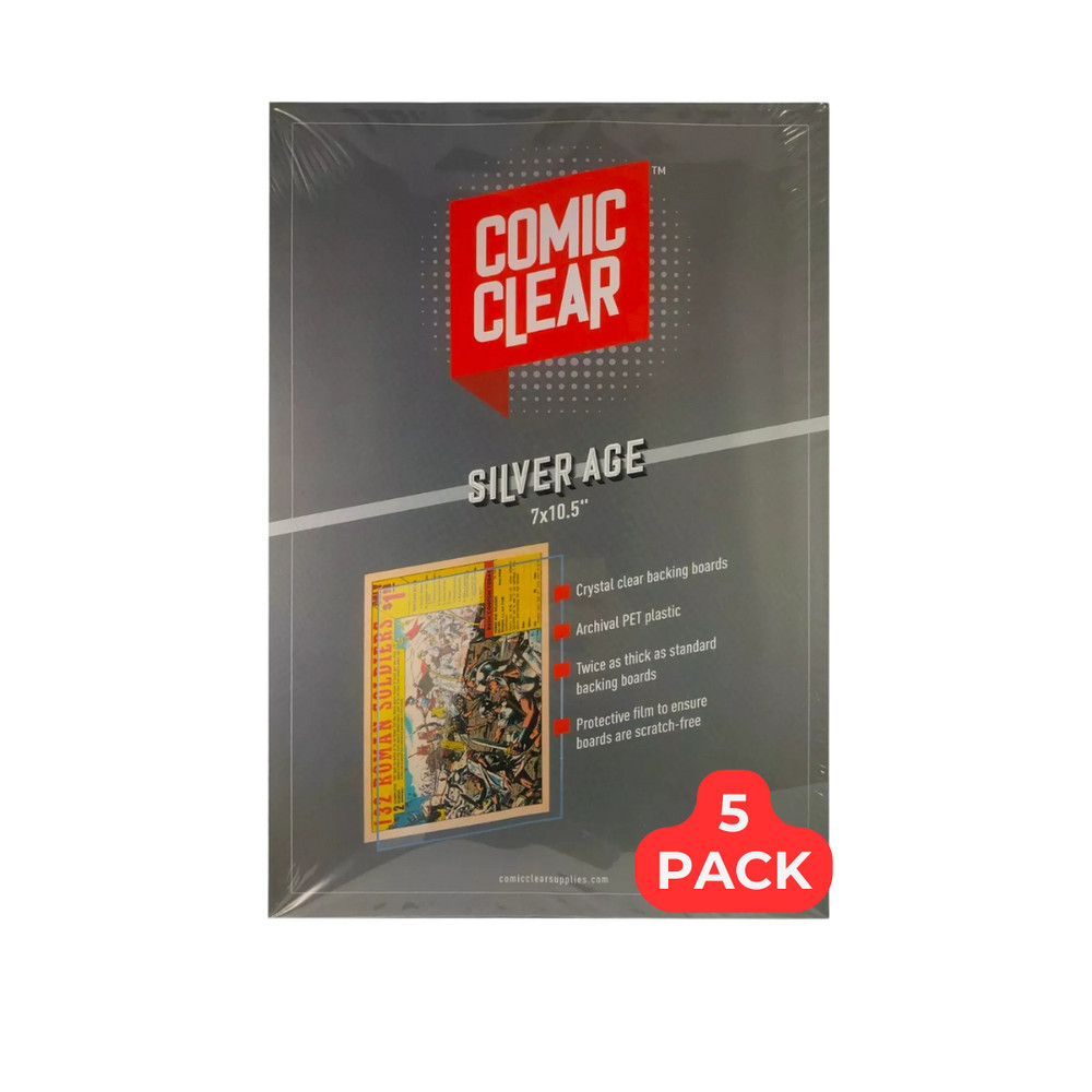5 Clear Comic Book Backing Boards Silver Age Clear Plastic Comic Book Boards