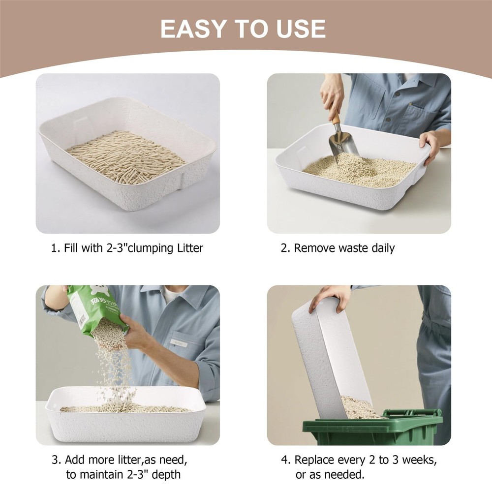 Disposable Cat Litter Box, Sturdy and Durable, Extra Thick, Large Size - 16.2x12