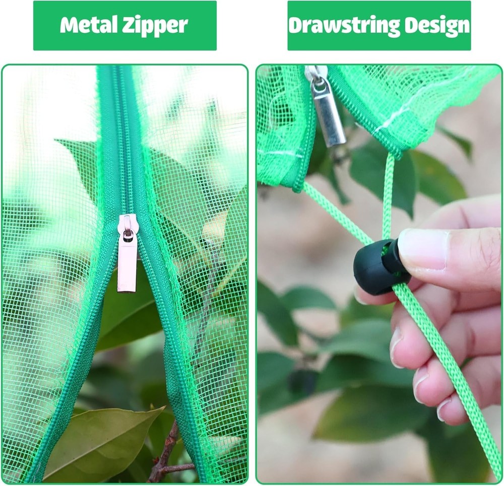 2 Packs Large Fruit Tree Covers with Zipper and Drawstring 7.8 x 7.8 ft Fruit...