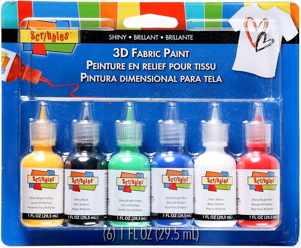 Scribbles 3d Fabric Paints 1oz 6/Pkg Shiny