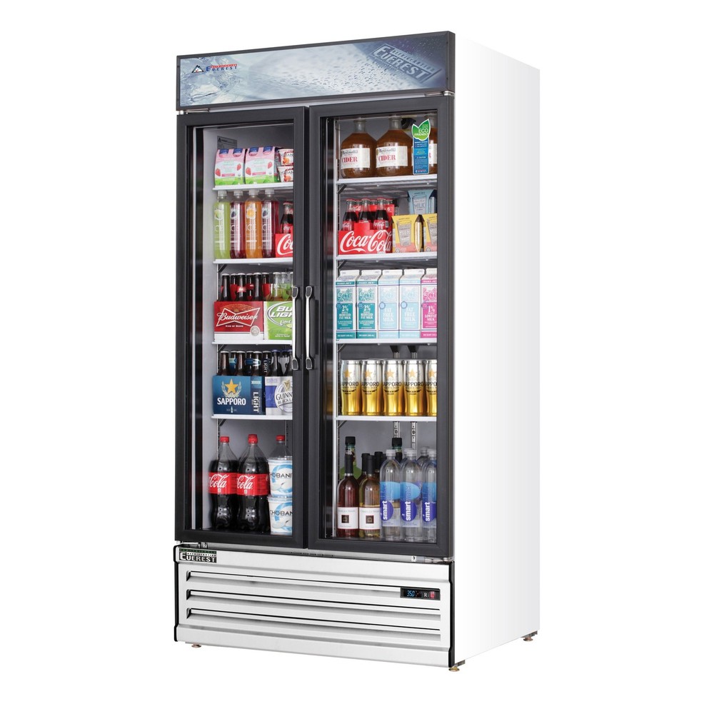 Everest EMSGR33 39" Two Doors Merchandiser Refrigerator, White Exterior, 36 c...