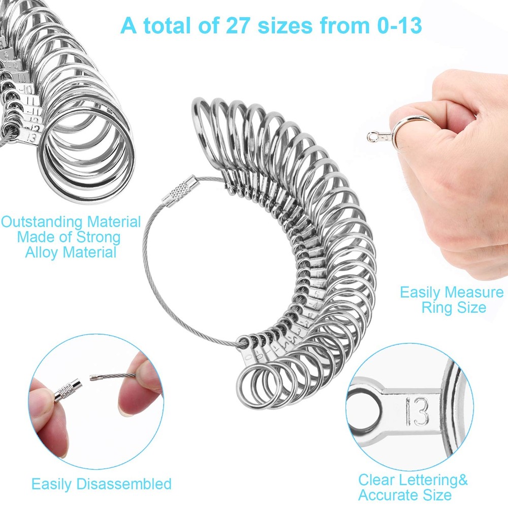 UUBAAR Ring Sizer and Measuring Tool, 5-in-1 Pro Sizing Kit: silver