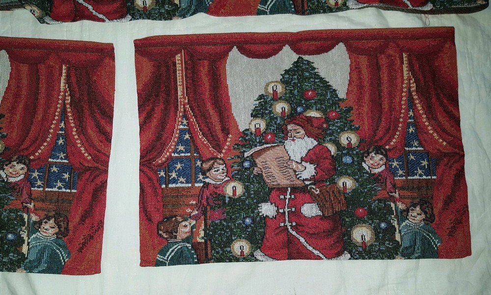 Christmas Holiday Tapestry Table Setting Runner & Place Mat Set