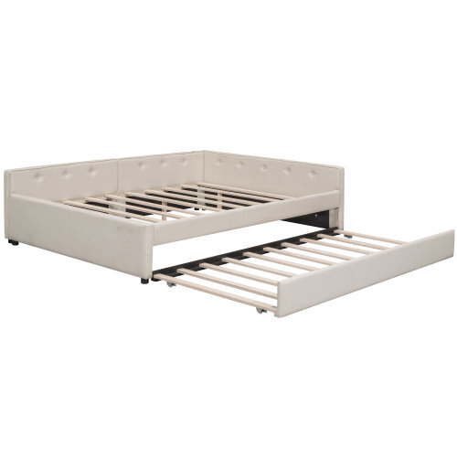 Full Queen Upholstered Daybed with Trundle Day Bed Sofa Beds Platform Bed Frames