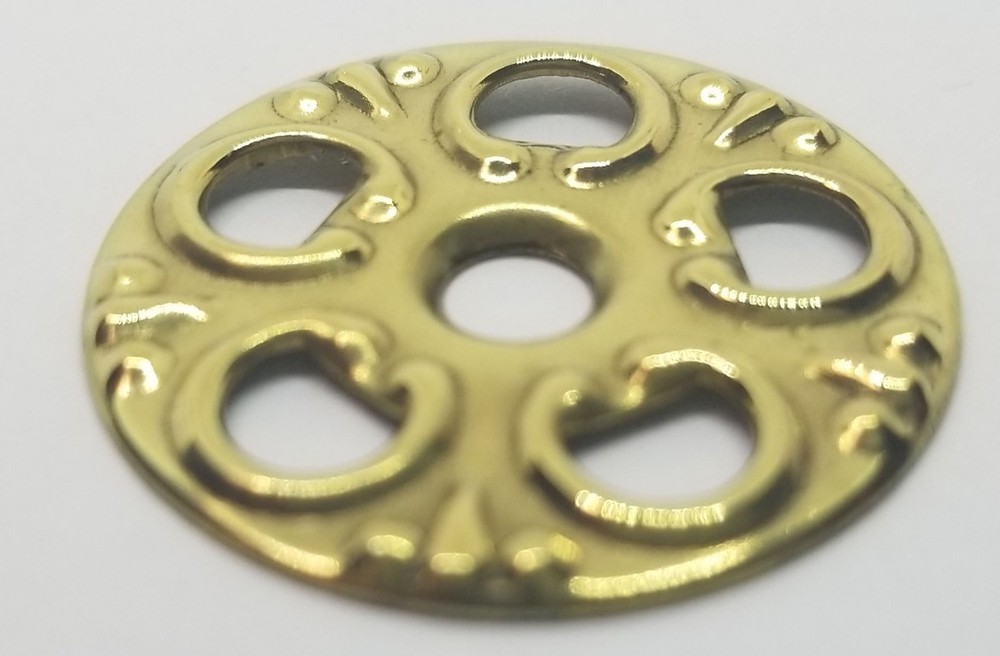 Stamped Brass BACKPLATE Victorian bail pull pierced rosette fancy decorative old