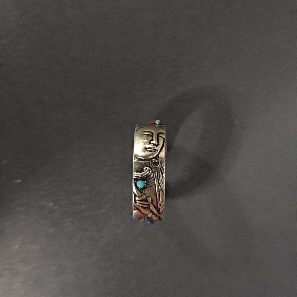 Buddha In Heart Silver Plated Adjustable Ring Handcrafted Blessing
