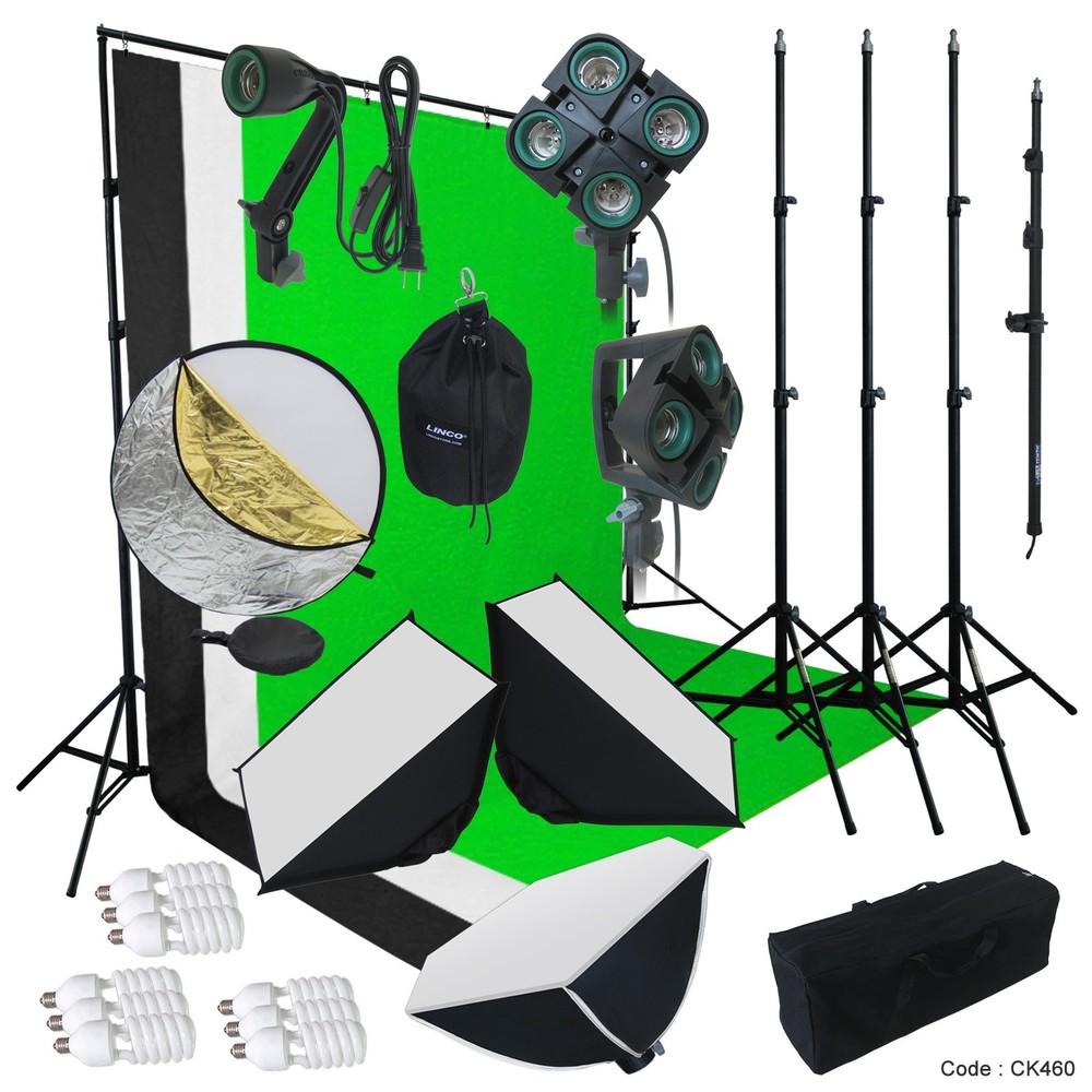 Studio Lighting Backdrop Stand 3 Softbox Muslin Light Kit Flora X