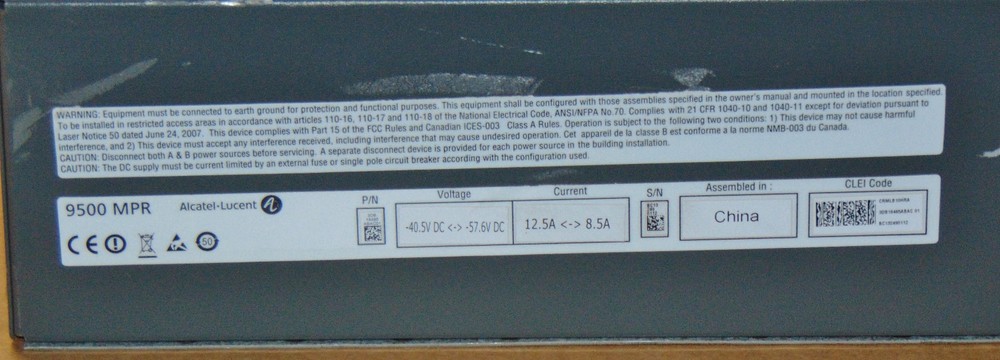 ALCATEL LUCENT 9500 MPR SHELF CHASSIS MODULES 2x CSM 2x MPT-ACC