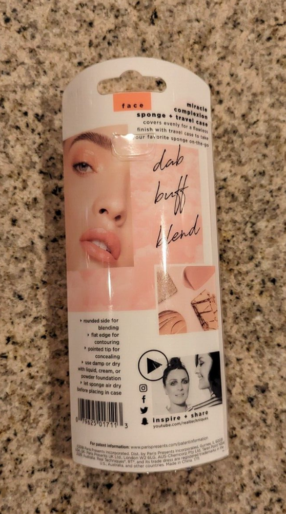 1 Real Techniques MIRACLE COMPLEXION SPONGE + Travel Case #01711 NEW