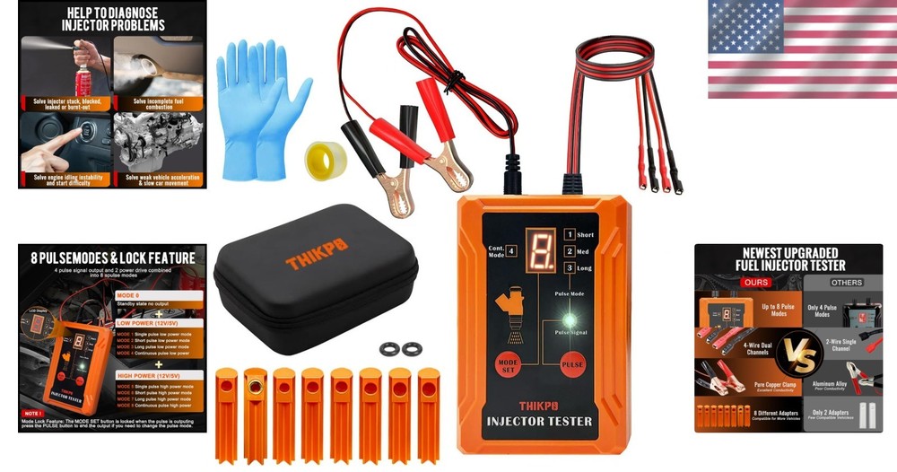 DIY Fuel Injector Cleaning Tool Kit - 8 Size Adapters, LCD Display, Dual Testing