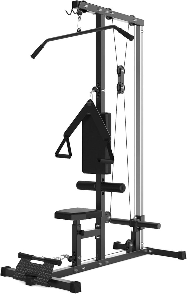 Lat Pull Down Machine System with Adjustable Seat & Knee Support 500LB Capacity