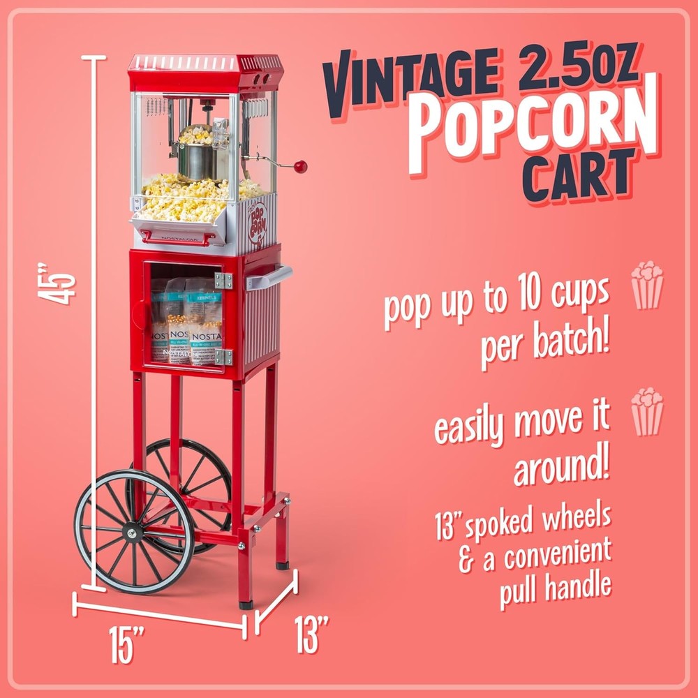 Popcorn Maker Machine Red Vintage Cart