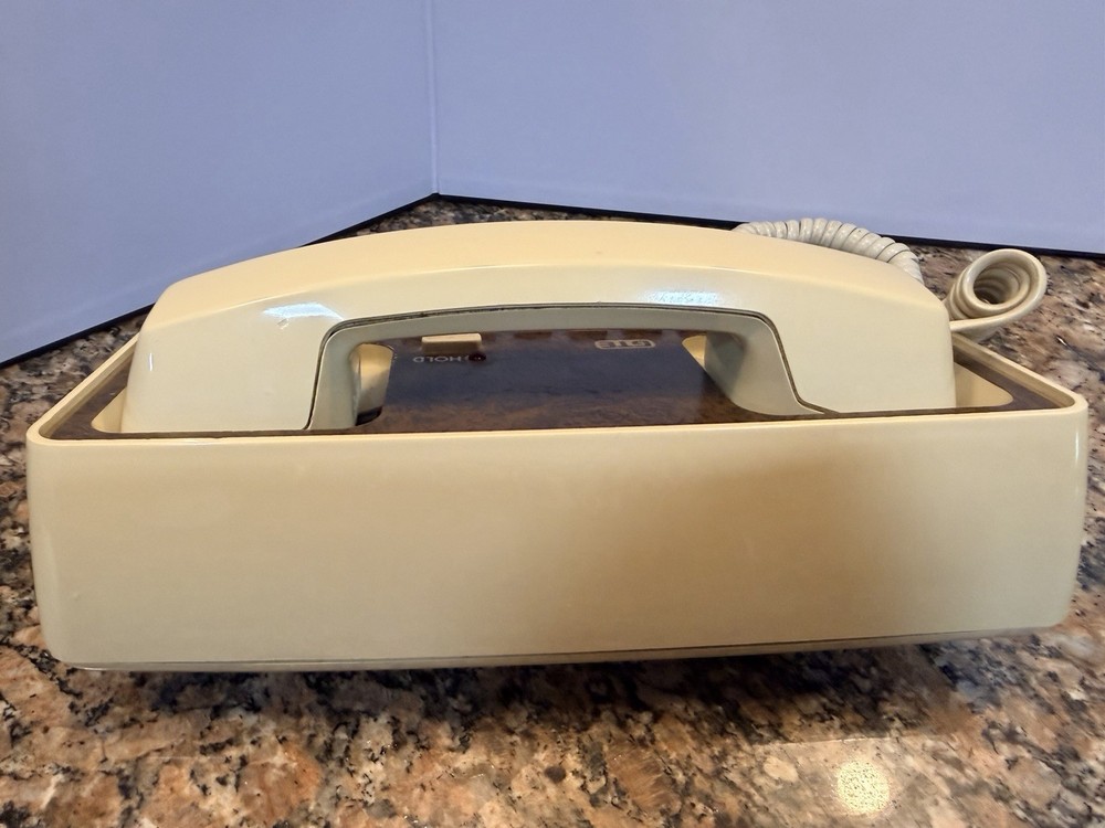 GTE Linear Desk Telephone Tan/Brown Touch Call Push button Retro
