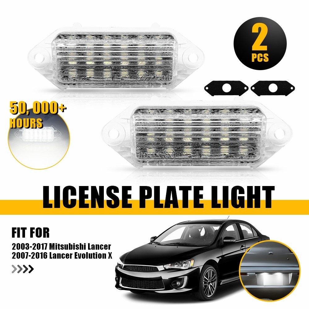 2x Clear LED License Plate Light Tag Lamps For 2007-2016 Lancer Evolution X EAAE