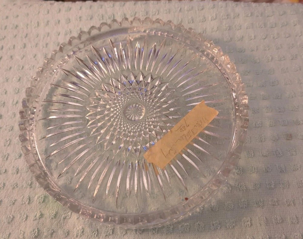 Heavy Clear Cut Crystal Juice Water Pitcher TRAY Diamond Pattern