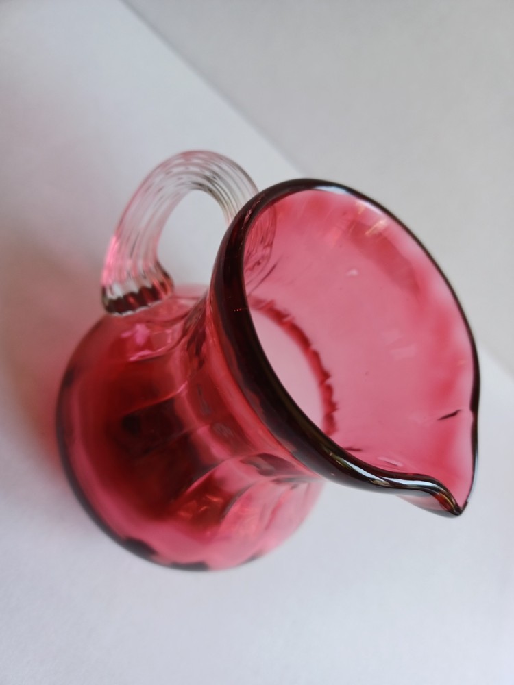 Cranberry Glass Creamer 3 1/2" Tall