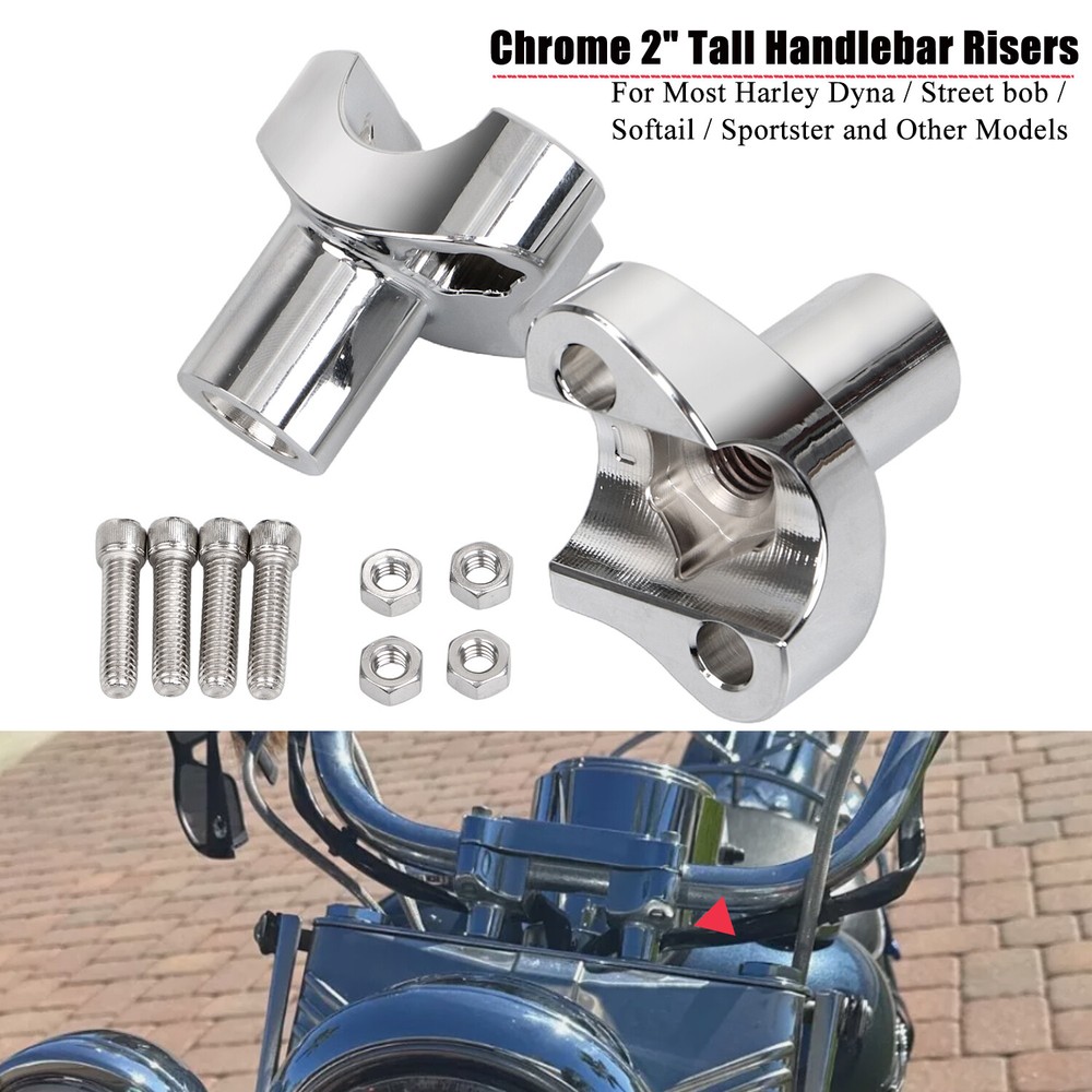 Chrome 2" Handlebar Risers Bottom For Harley Dyna Heritage Softail Road Glide