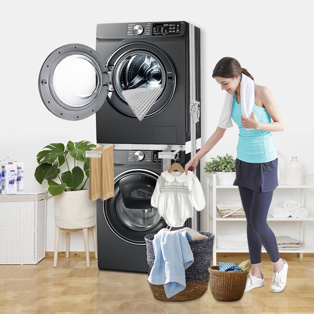 Universal Adjustable Washer & Dryer Stacking Kit with Pull-Out Drying Rack