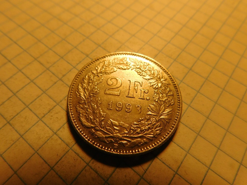 SWITZERLAND 2 FRANCS 1993 B # 1100