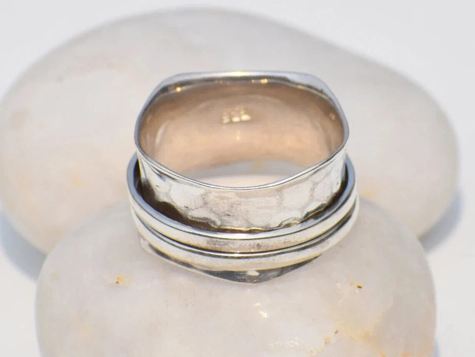 Solid 925 Sterling Silver Spinner Band Ring Statement Handmade Ring All Size w53