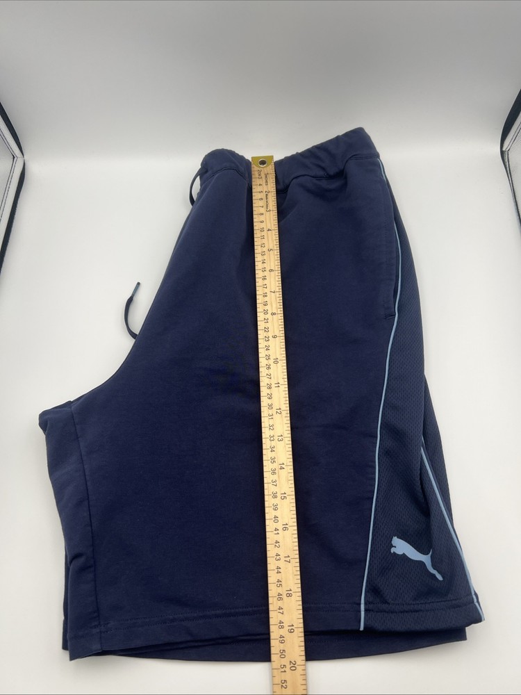 Puma Men's Navy Blue Drawstring Athletic Mesh Panel Short, Blue, Size XL