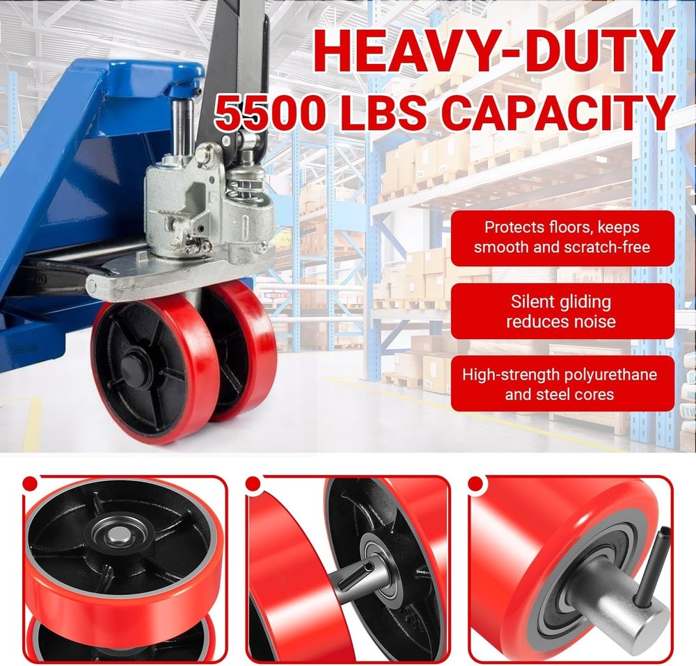Pallet Jack/Truck Full Replacement Kit Steering Wheels 7"x 2" Front Load Roller