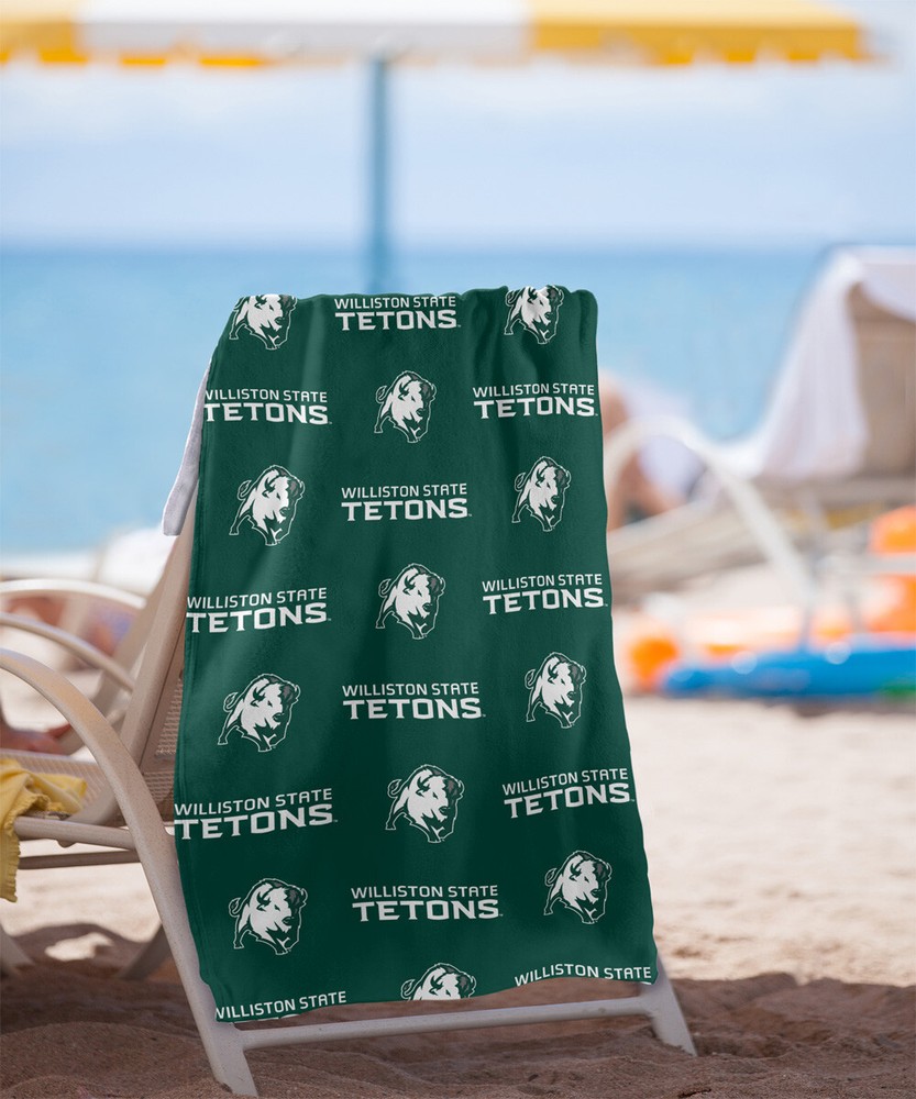 Williston State College Beach Towel, 30"x60" Logo Pattern Beach Towel