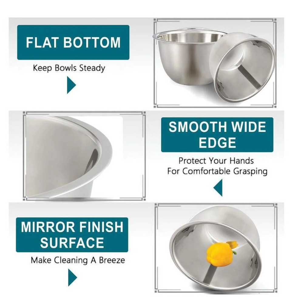 SS 8QT Multi-Use Mixing Bowl for Prepping, Serving or Storage