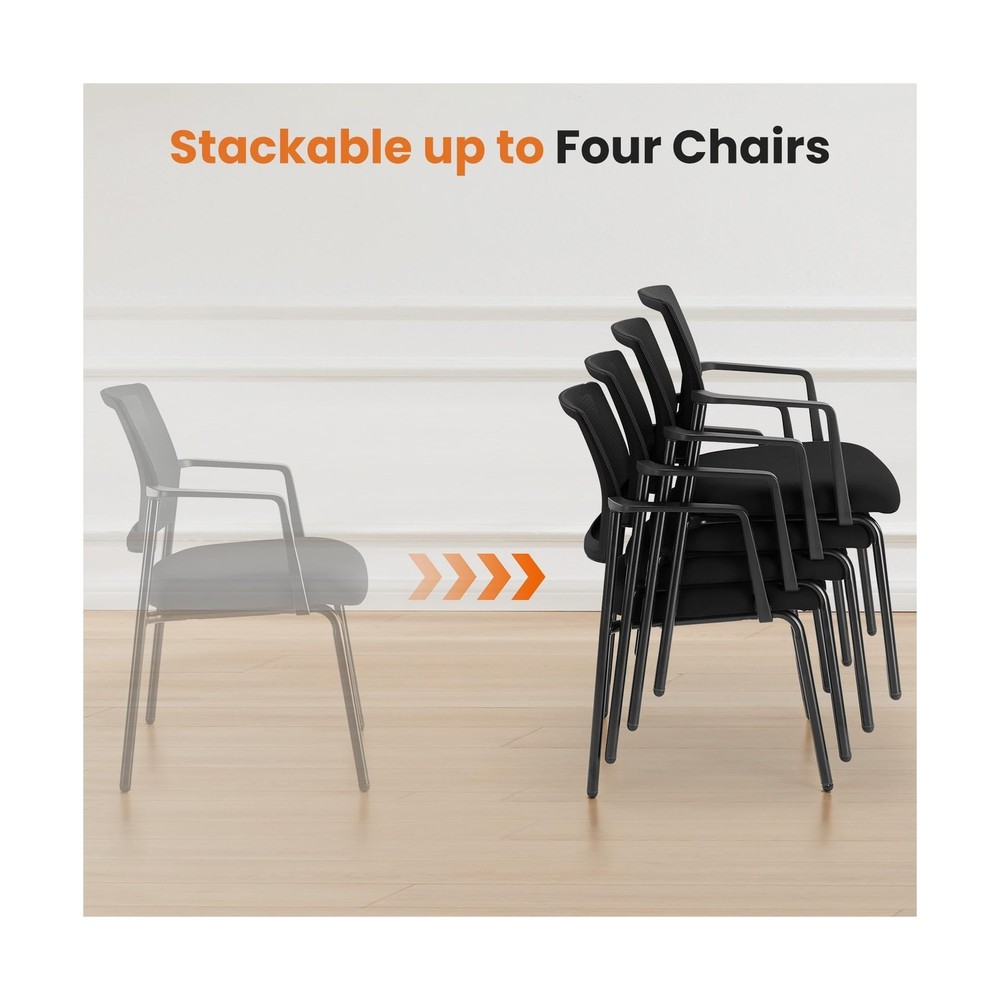 Sweetcrispy Mesh Back Stacking Arm Chairs, Upholstered Fabric Stacking Chairs...