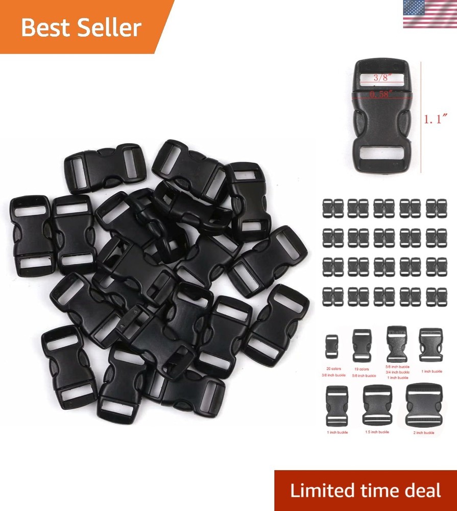 Versatile Black Plastic Curved Buckles - 20 PCS for Crafting & Backpack Use