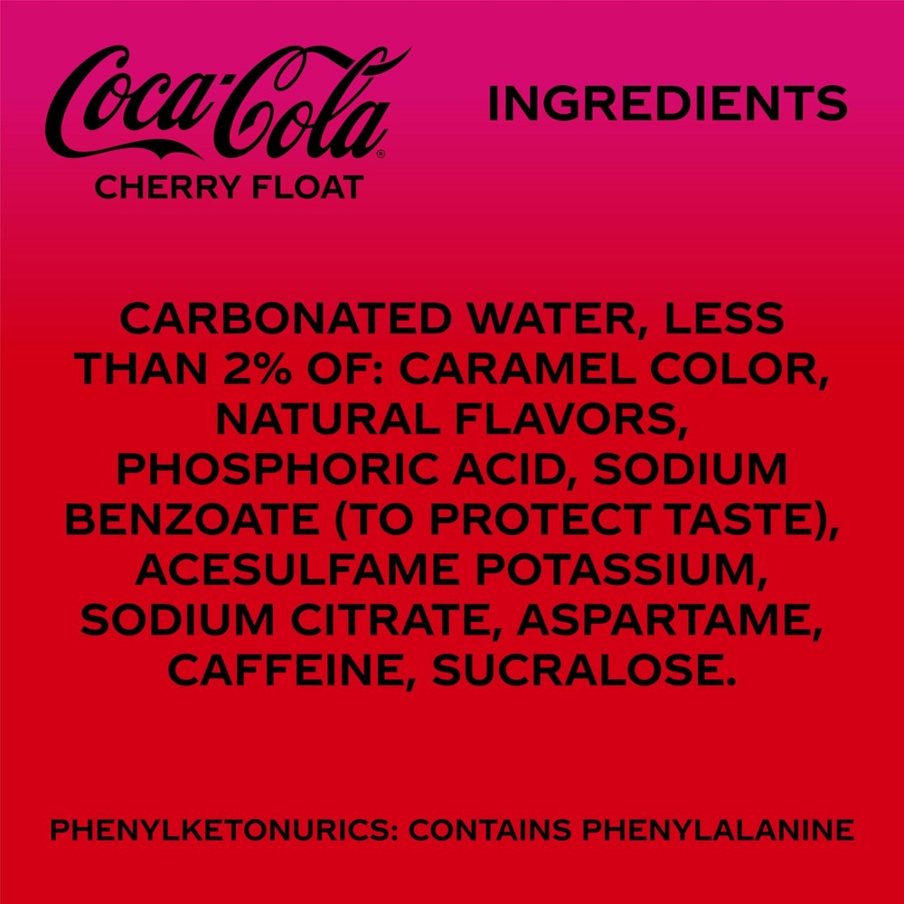 Coca-Cola Zero Sugar Cherry Float Soda Soft Drink Cans, 12 fl oz, 12 Pack