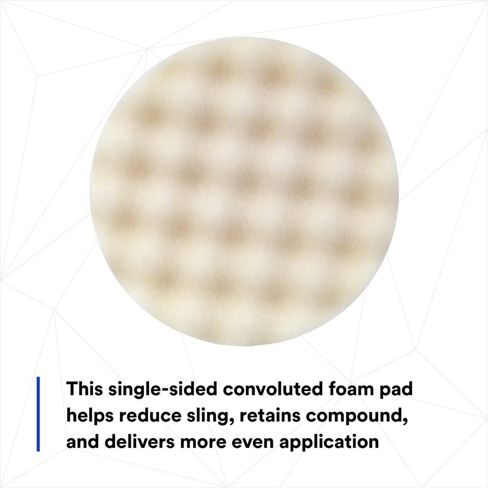 3M (05723) Foam Compounding Pad, Single Sided, Flat Back, Hook & Loop, 8 in