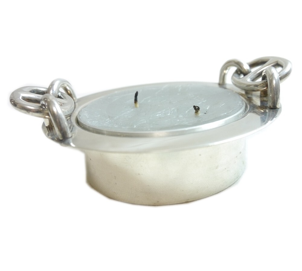 Auth HERMES Candle stand accessory case Chaine D'Ancre Sterling Silver #3183