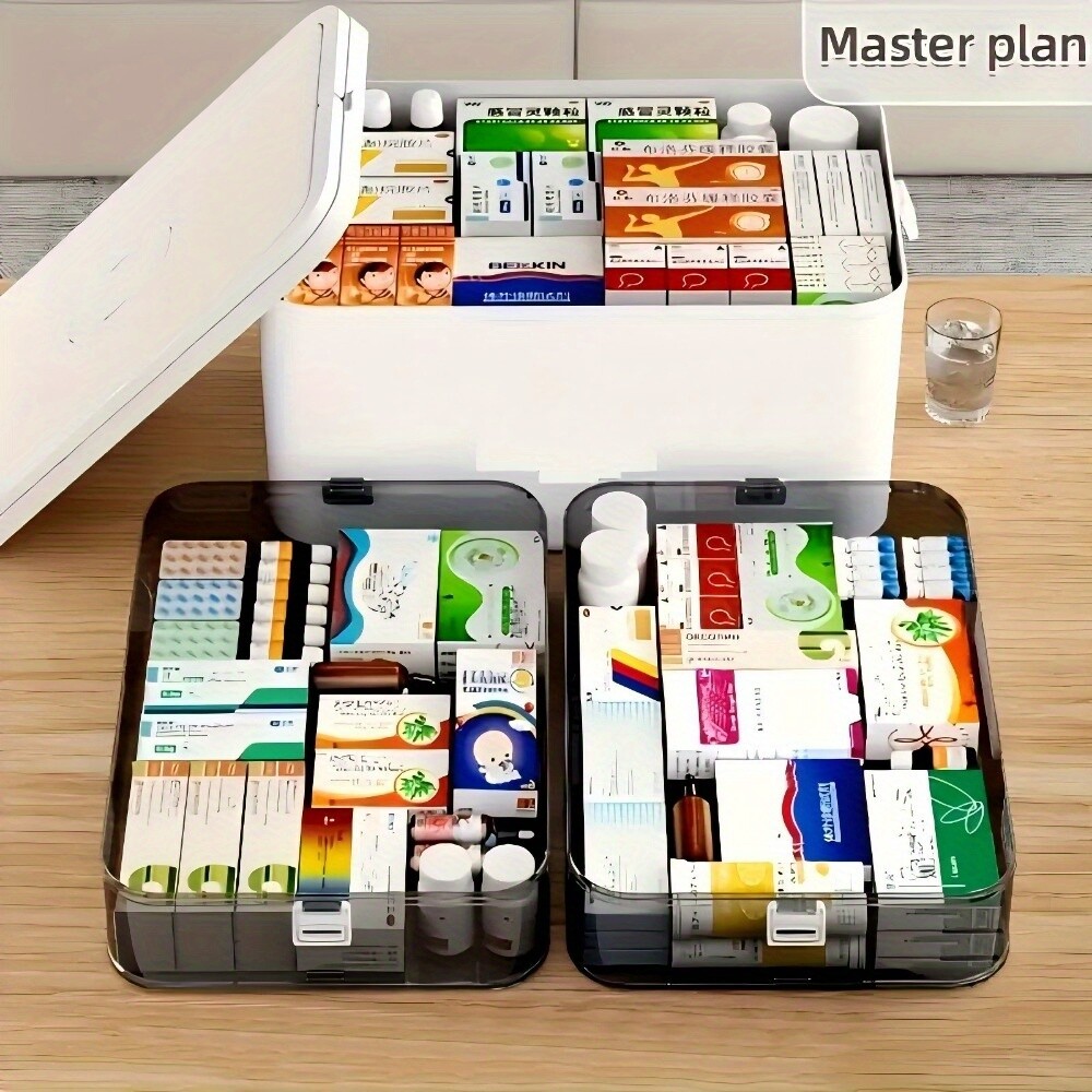 Medicine storage box,empty home emergency kit container,Transparent Storage Box
