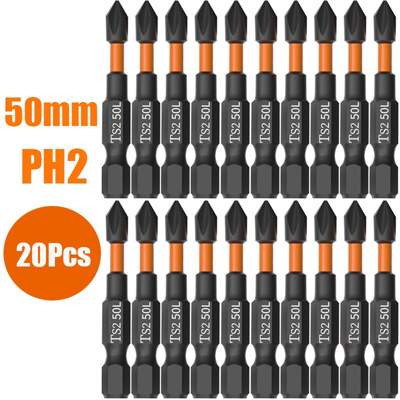 20Pcs PH2 Impact Driver Bit Set Magnetic Phillips Screwdriver Drill Bits Tool