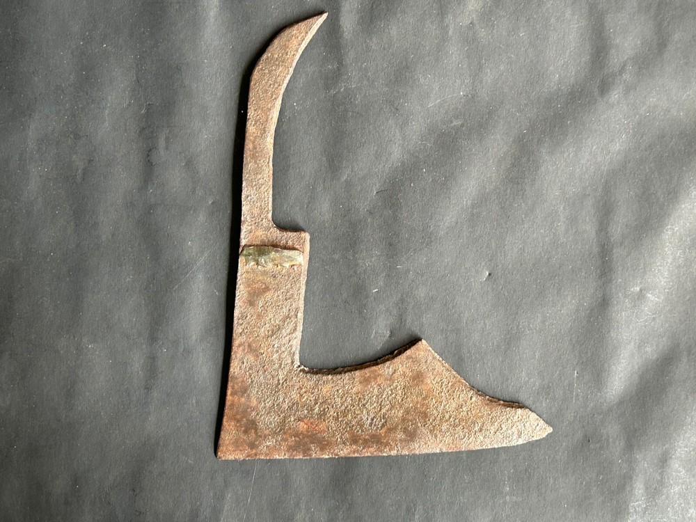 VINTAGE HAND FORGED RUSTIC IRON UNIQUE L SHAPE DOUBLE BIT HEAD HATCHET AXE TOOL