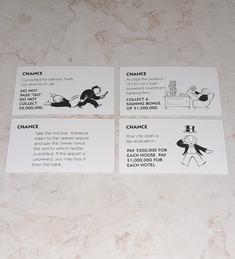 Here & Now Monopoly Board Game Replacement Piece Cards