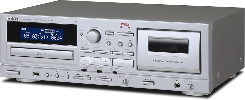 TEAC AD-850 SE Cassette Deck/CD Player USB Microphone Silver from Japan