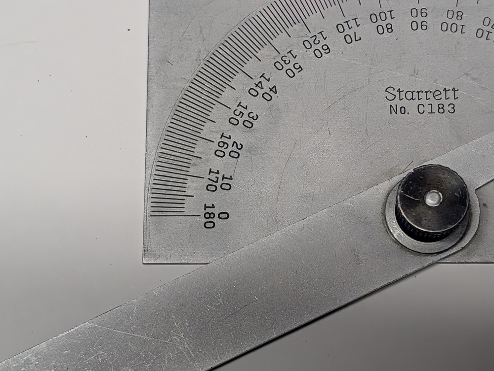 Starrett C183 Steel Protractor Rectangular Head USA