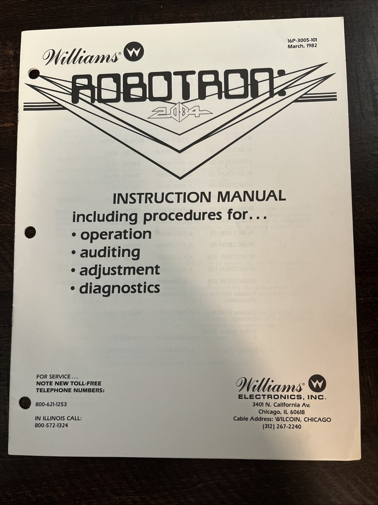 Williams Robotron 2084 Instruction Manual March 1982