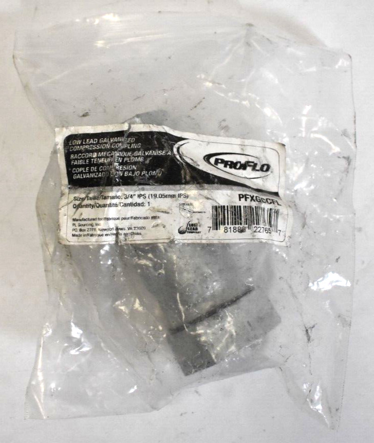 Proflo Pfxgccfl Ips Compression Low Lead Galvanized Long Coupling 3/4"