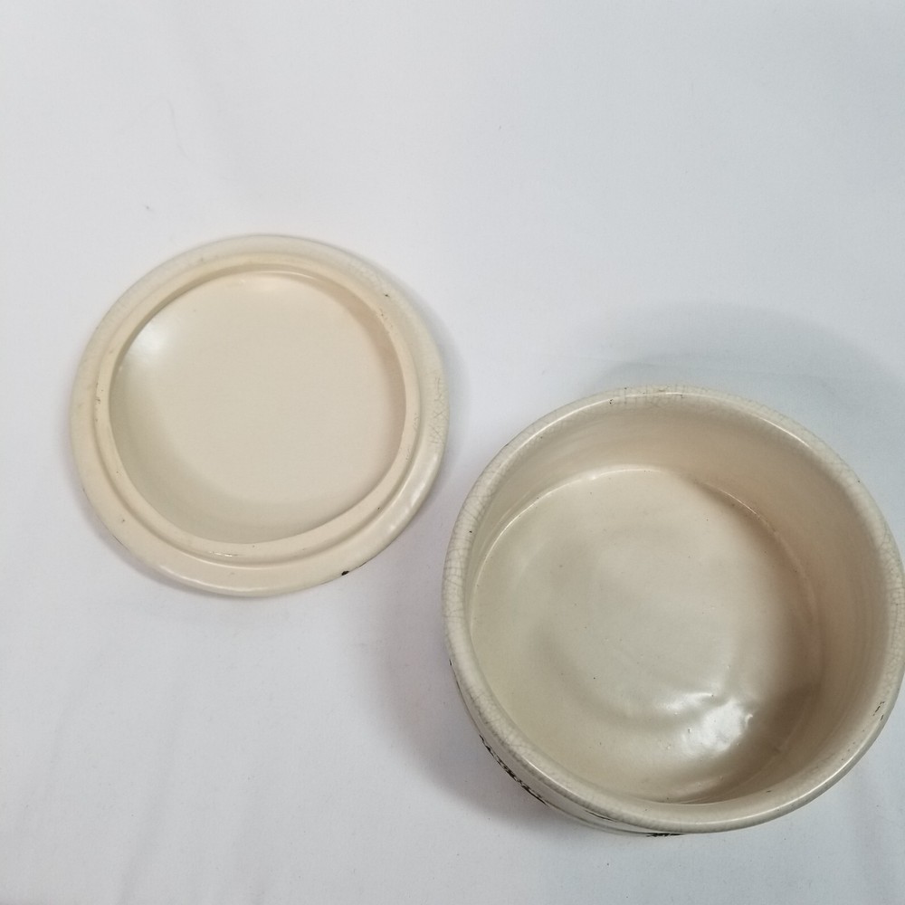 Round Covered Ceramic Trinket Dish Butterfly box boho 5" Distressed