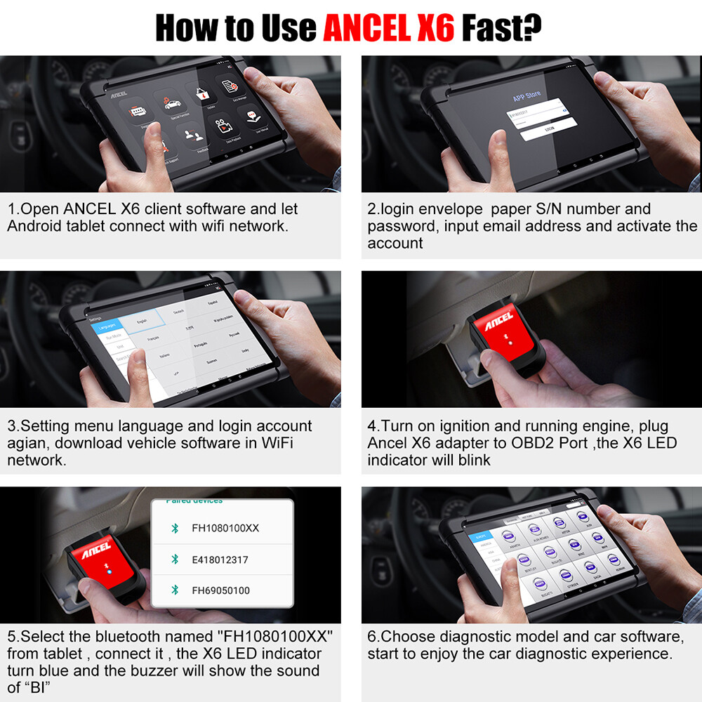 Ancel X6 OBD2 Scanner Bi-directional All System Diagnostic Tool ABS SAS DPF TPMS