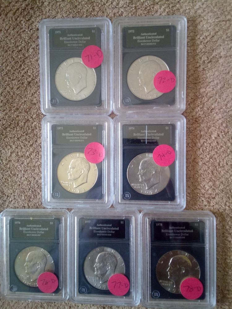 AUTHENTICATED BRILLIANT BRADFORD EXCHANGE UNCIRCULATED EISENHOWER DOLLAR SET
