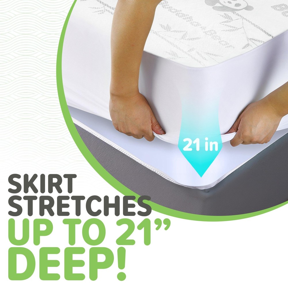 Premium Bamboo Mattress Protector Waterproof | Extra Soft | Enfused Charcoal ...