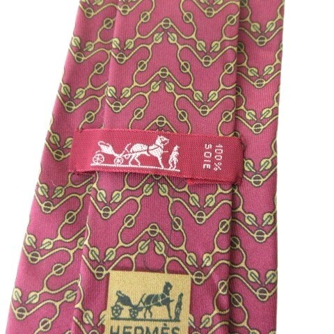 HERMES Tie Silk 925HA All over Pattern Bordeaux men's