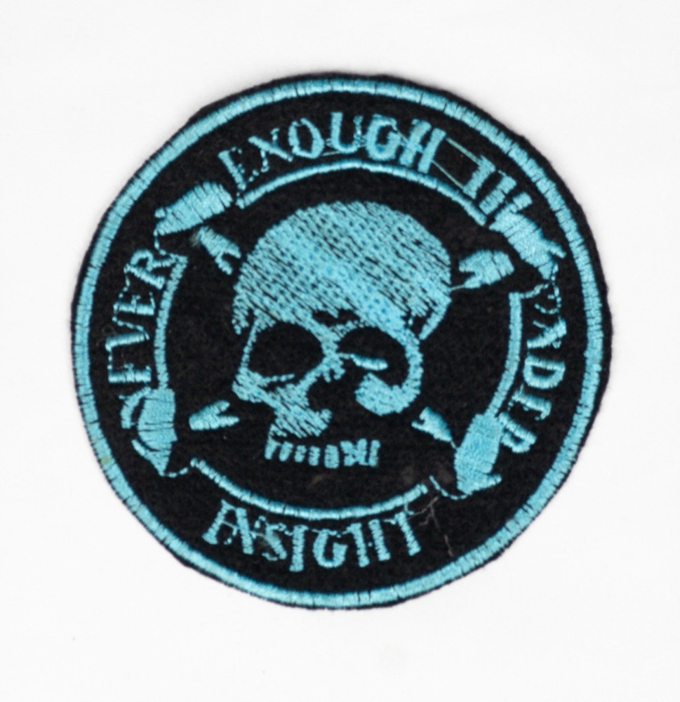 Never Enough Thunder Insight Blue Skull Iron-on Patch 3.5"