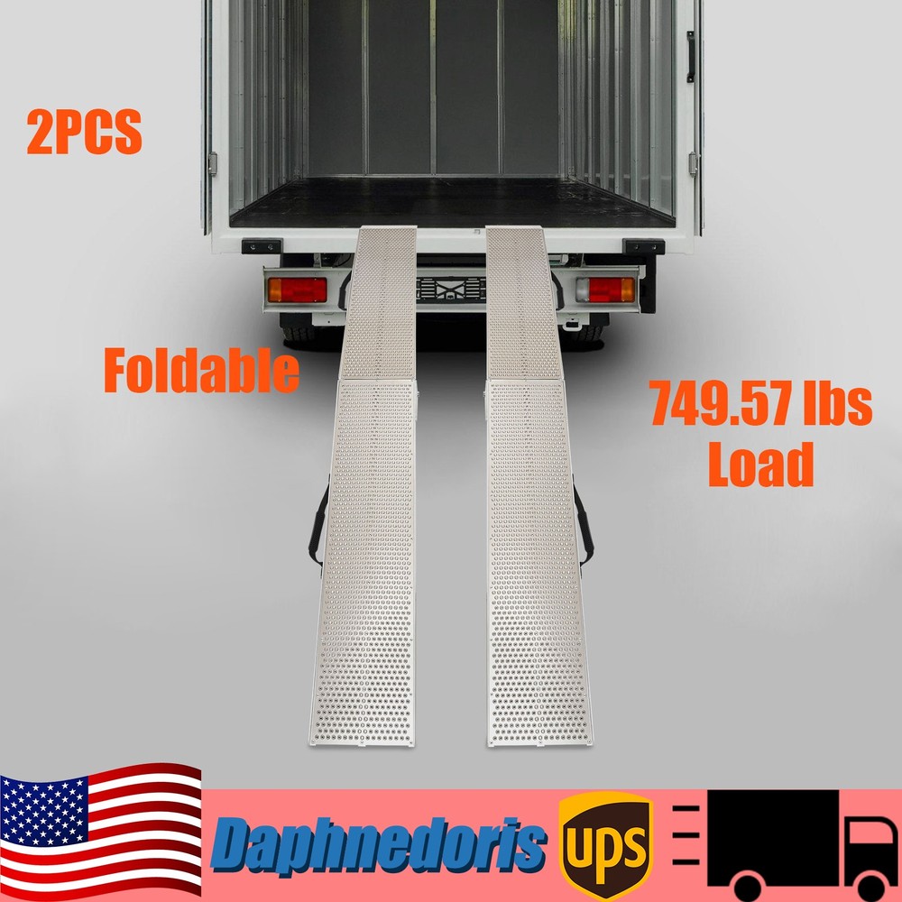 2PCS Loading Ramps Foldable Trailer Loading Ramp with 2 Straps 749.57 lbs Load
